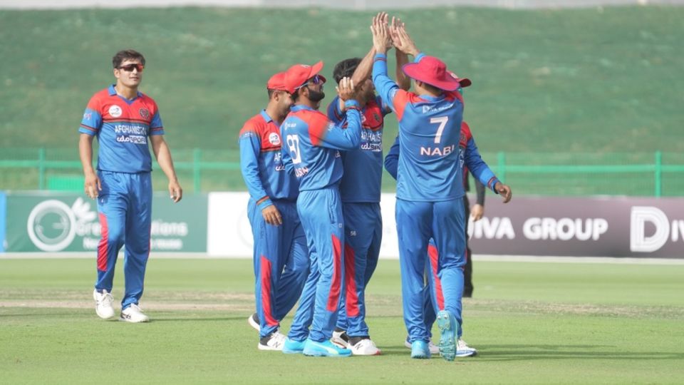 Afghanistan players celebrate a wicket