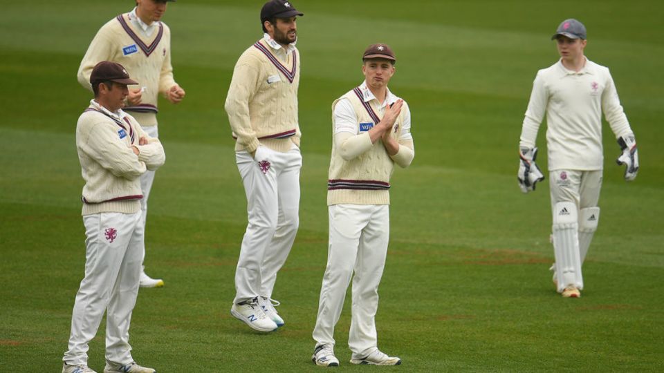 Tom Abell leads his Somerset team in a chilly pre-season against Worcestershire