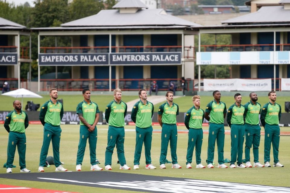 Smuts (fifth from left) played his last game in South Africa colours in 2021, an ODI against Pakistan