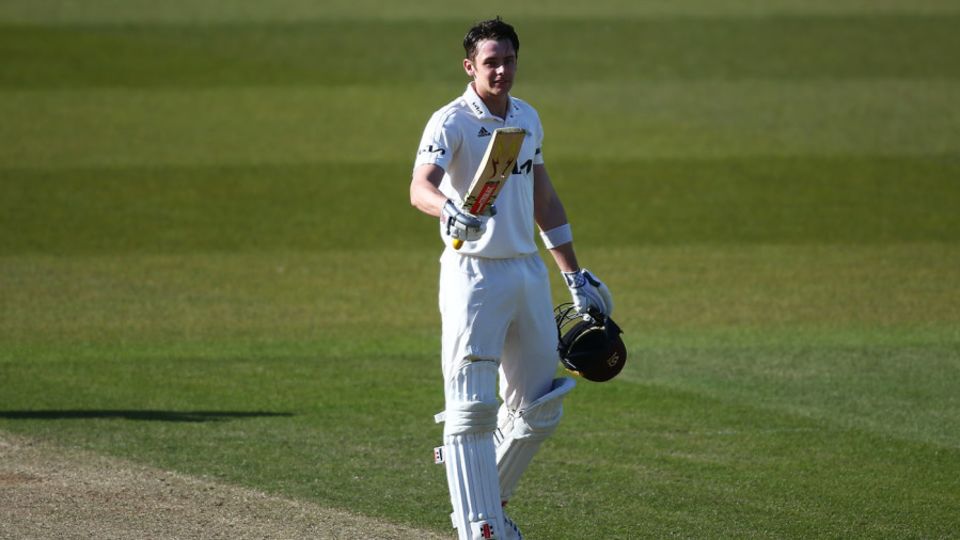 Jamie Smith celebrates his century