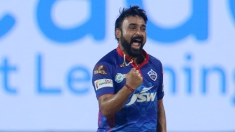 Amit Mishra exults after picking up a wicket