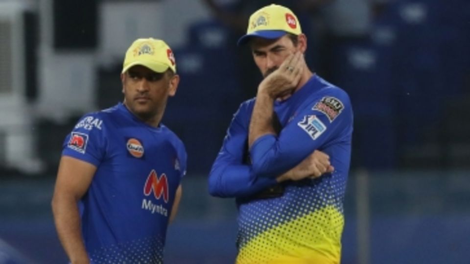 MS Dhoni and Stephen Fleming at CSK's training session