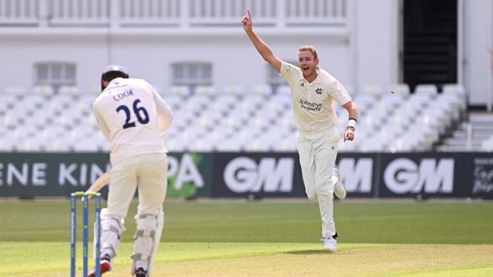 Stuart Broad claims the wicket of Alastair Cook