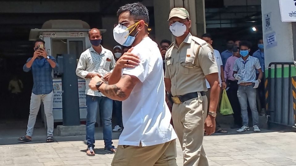 Virat Kohli walks in for his Covid-19 vaccination in Mumbai