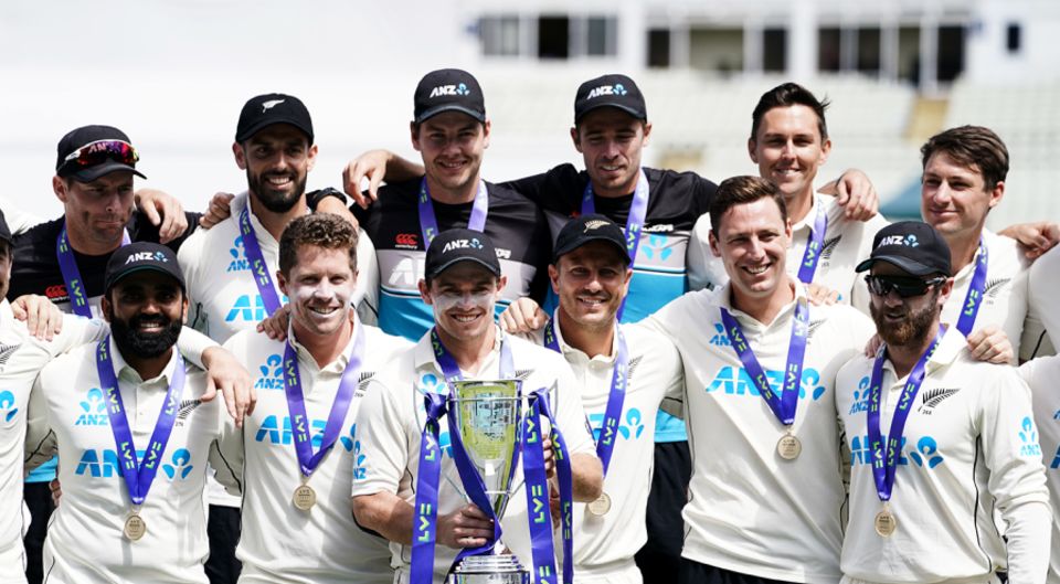 New Zealand celebrate their 1-0 win in England in 2021