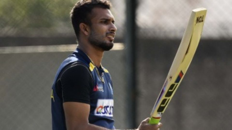 Dasun Shanaka in action at the nets