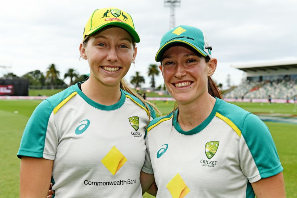 Megan Schutt (right) powered Australia to their 22nd consecutive ODI win, against New Zealand, and Darcie Brown extended the streak to 25, against India