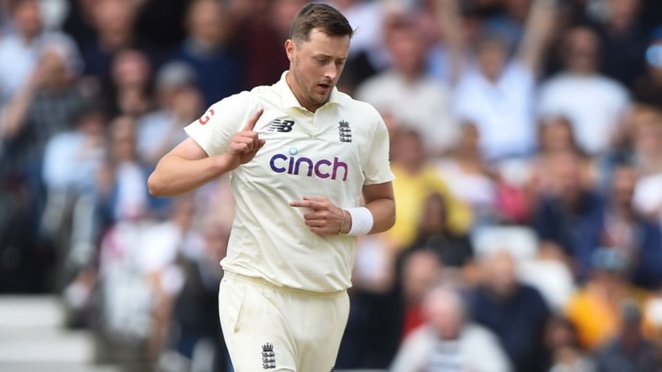 Ollie Robinson celebrates a wicket