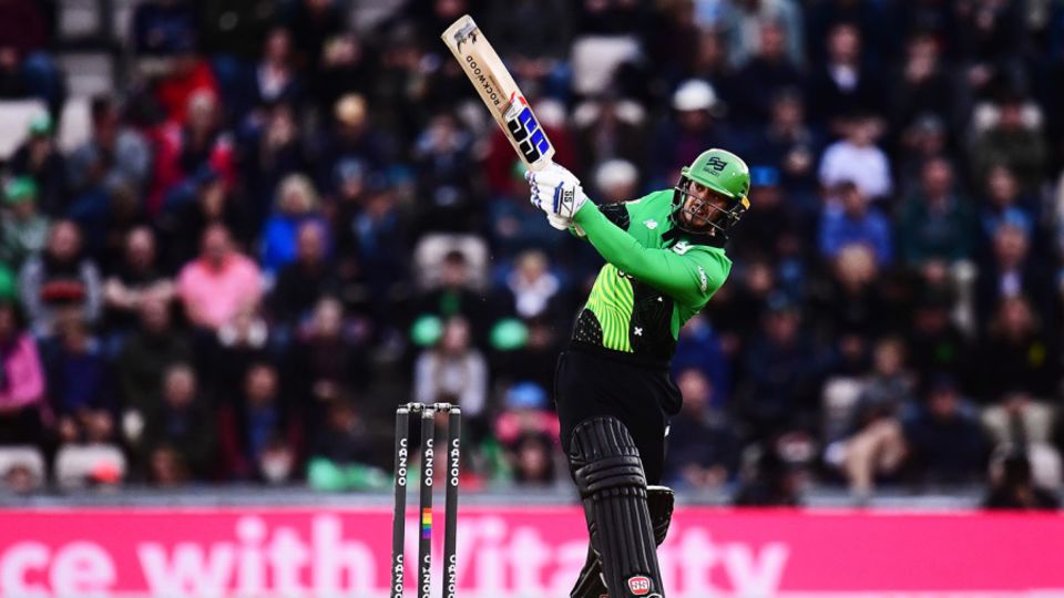 Quinton de Kock plays a shot to the leg side