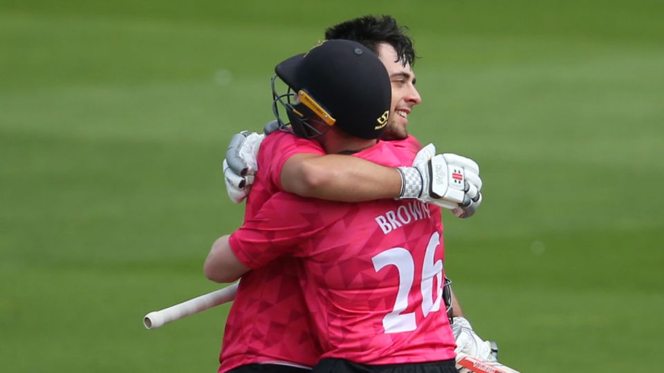 Tom Haines celebrates reaching his maiden List A century