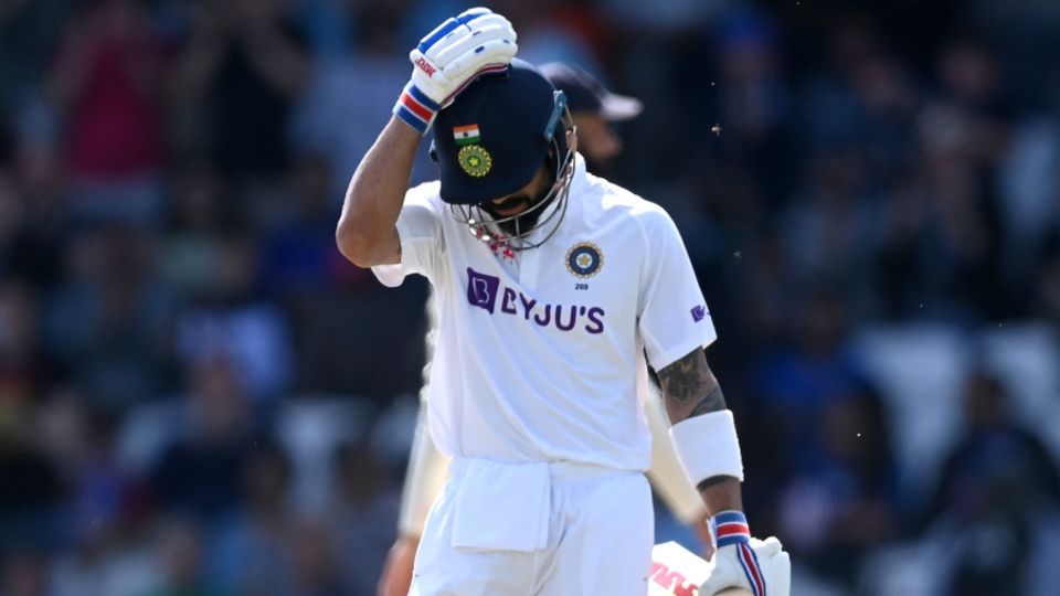 Virat Kohli leaves the field after being dismissed by Ollie Robinson