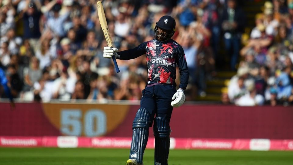 Daniel Bell-Drummond acknowledges the applause for his fifty