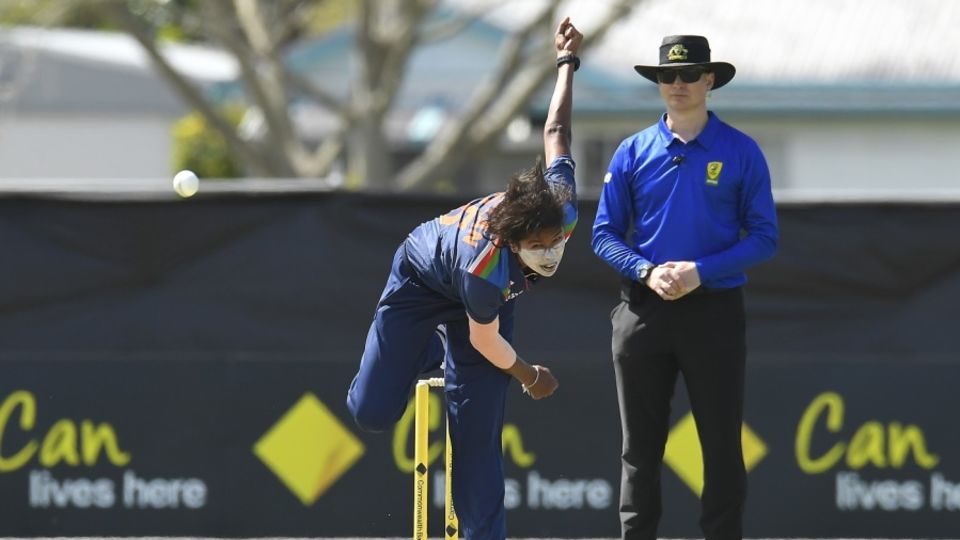 Jhulan Goswami in her follow-through