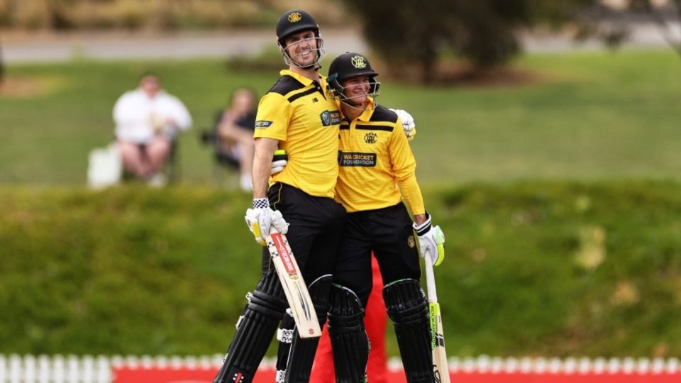 Mitchell Marsh and Josh Philippe celebrate twin centuries and a record partnership