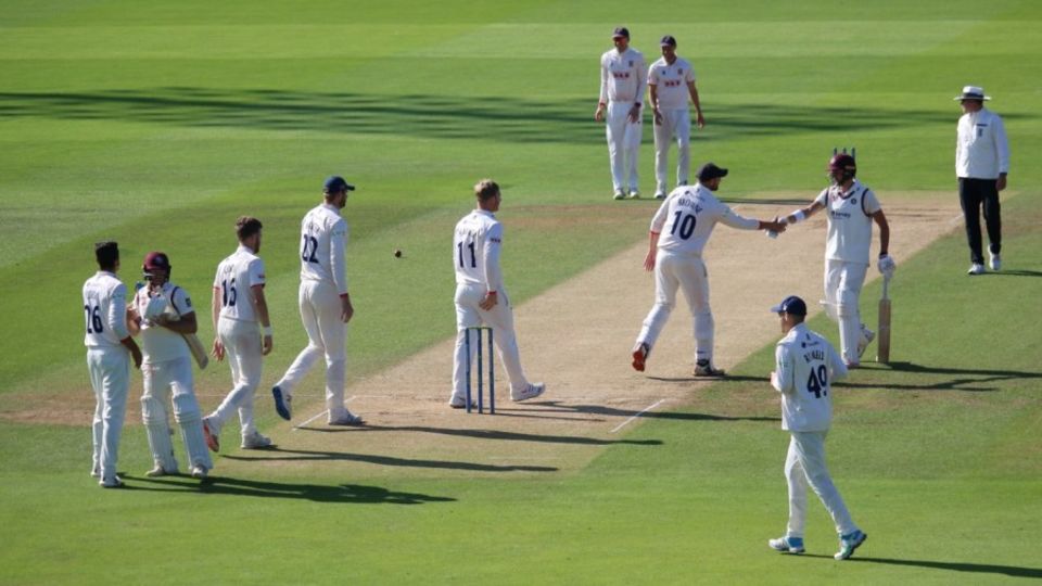 Essex and Northamptonshire shake hands at the end of the shortest County Championship four-day fixture