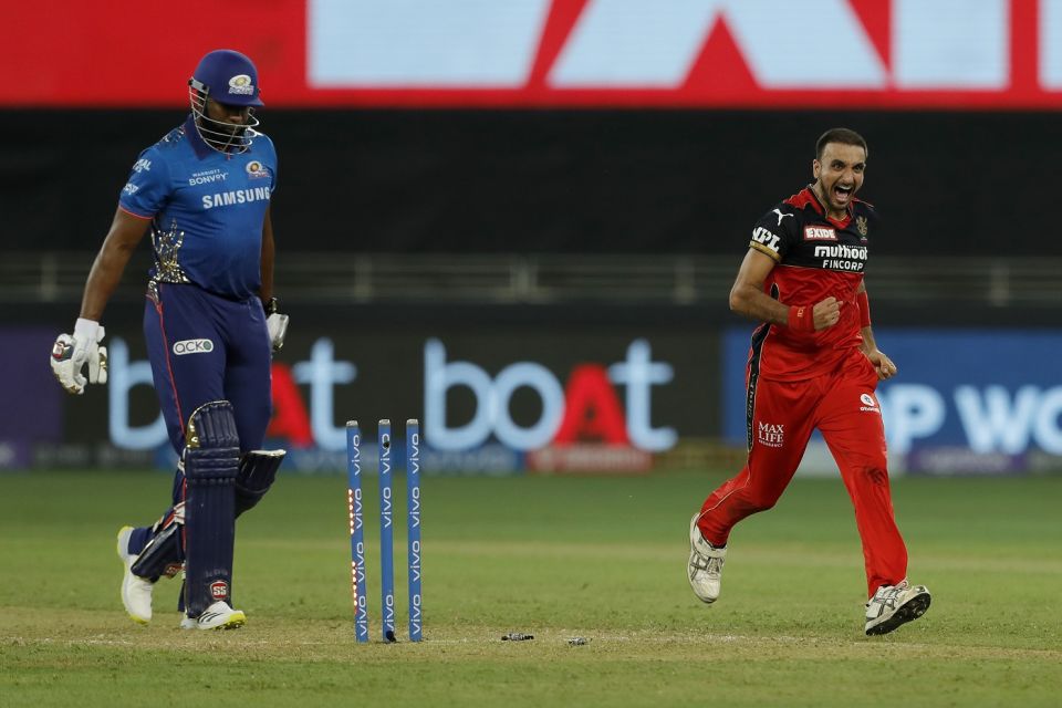 Giantkiller: in the 2021 IPL, Harshal foxed Kieron Pollard with a slower one that cut away to hit leg stump, the ball after he got rid of Hardik Pandya with a slower one