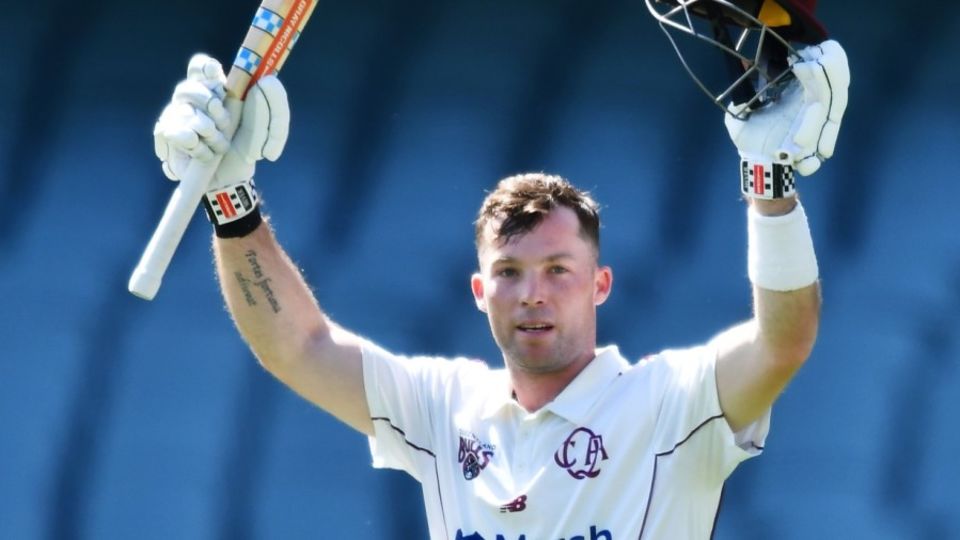 Jimmy Peirson celebrates his second century of the season