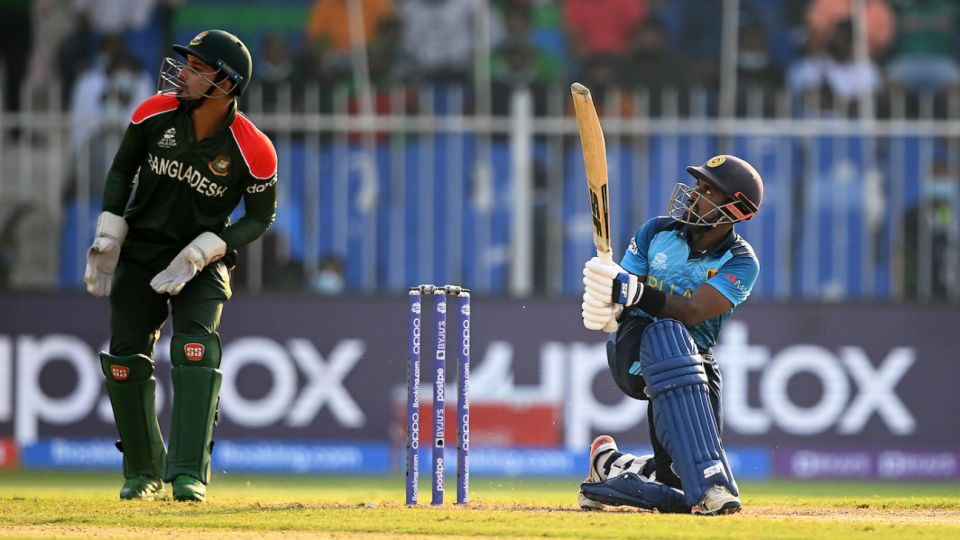 Charith Asalanka smashes one over the square-leg boundary