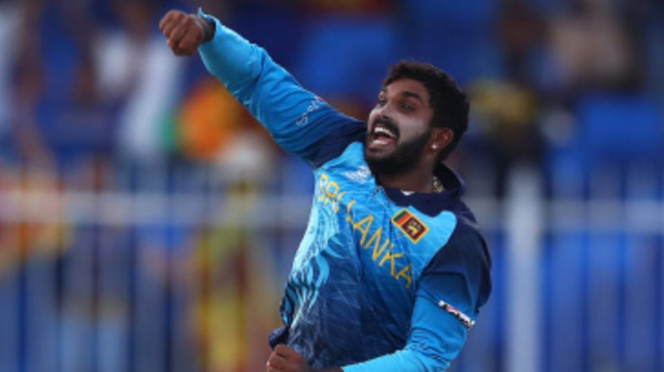 Wanindu Hasaranga is pumped after bagging a hat-trick