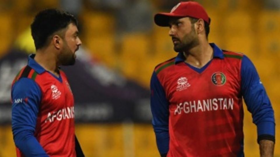 Rashid Khan and Mohammad Nabi have a chat