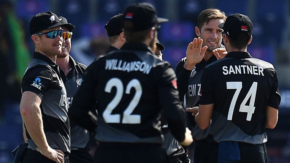 Tim Southee celebrates with his team-mates