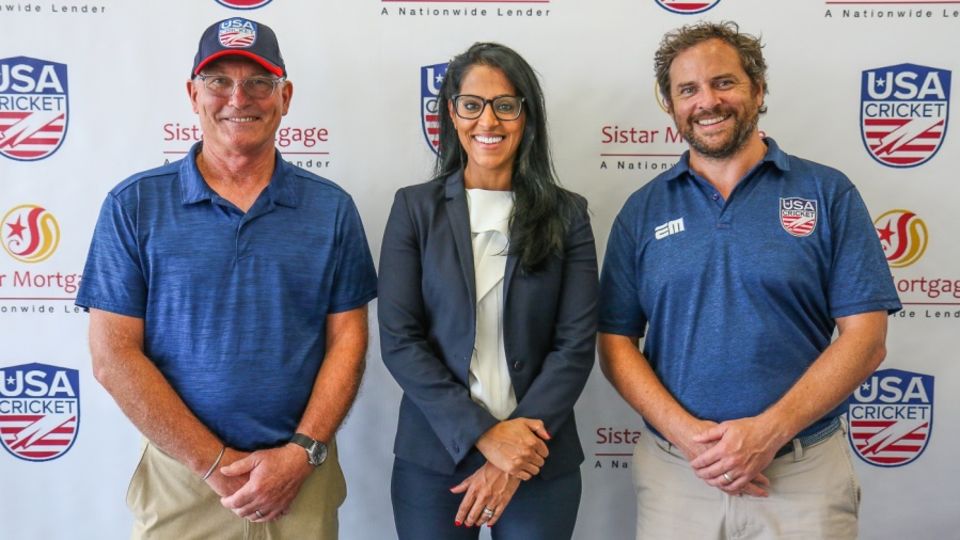 USA Cricket Committee member Jeff Crowe with ICC Americas Regional Development Manager Fara Gorsi and former USA Cricket CEO Iain Higgins