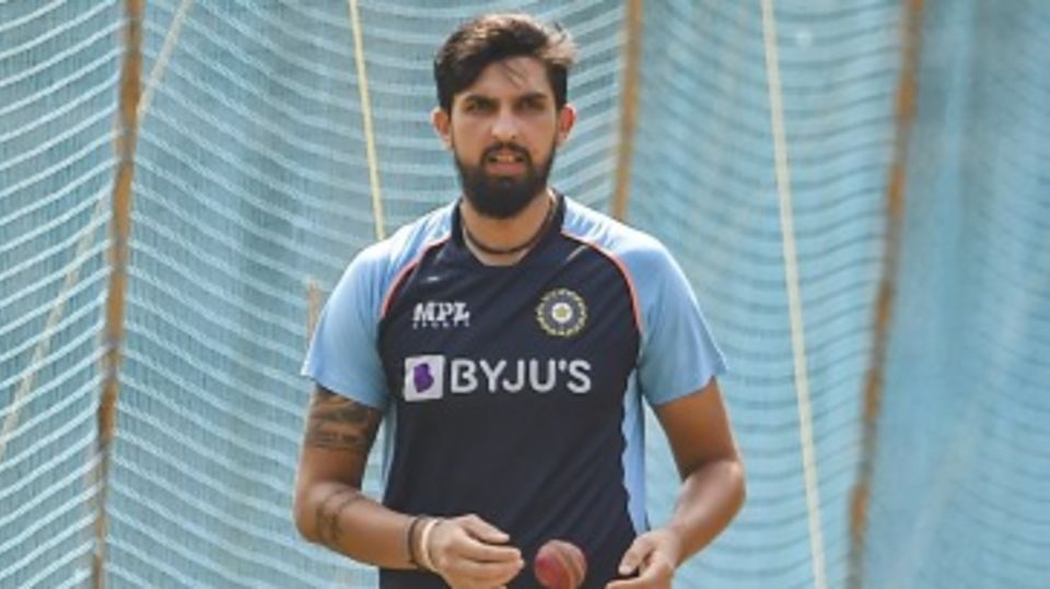 Ishant Sharma has a bowl in the nets