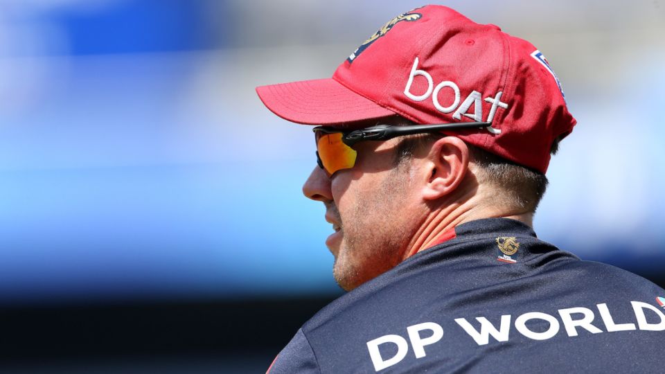 AB de Villiers looks on during a training session