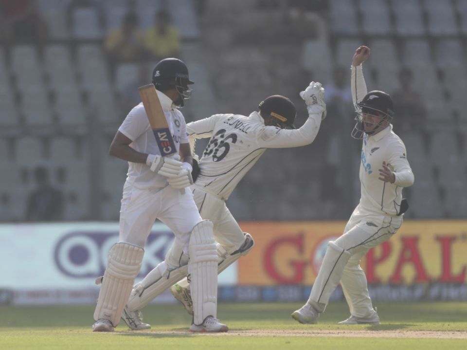 Wicket No. 4: Shreyas Iyer c Tom Blundell b Ajaz Patel 18