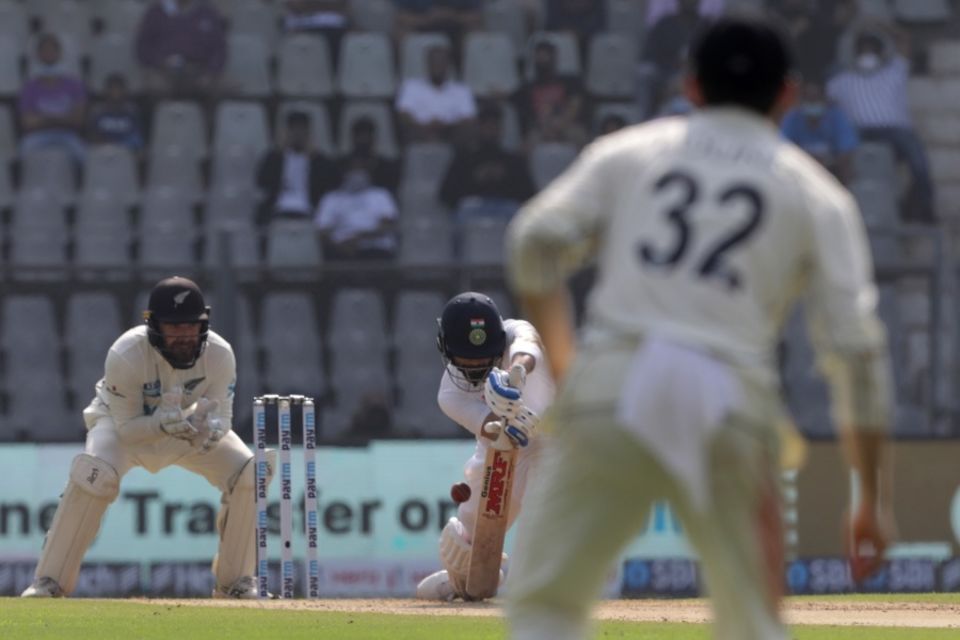 Wicket No. 3: Virat Kohli lbw b Ajaz Patel 0