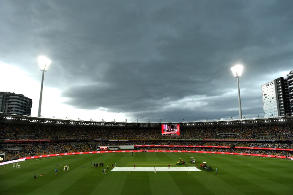 England were denied the chance to challenge Australia's techniques in the dense cloud-cover of the first evening