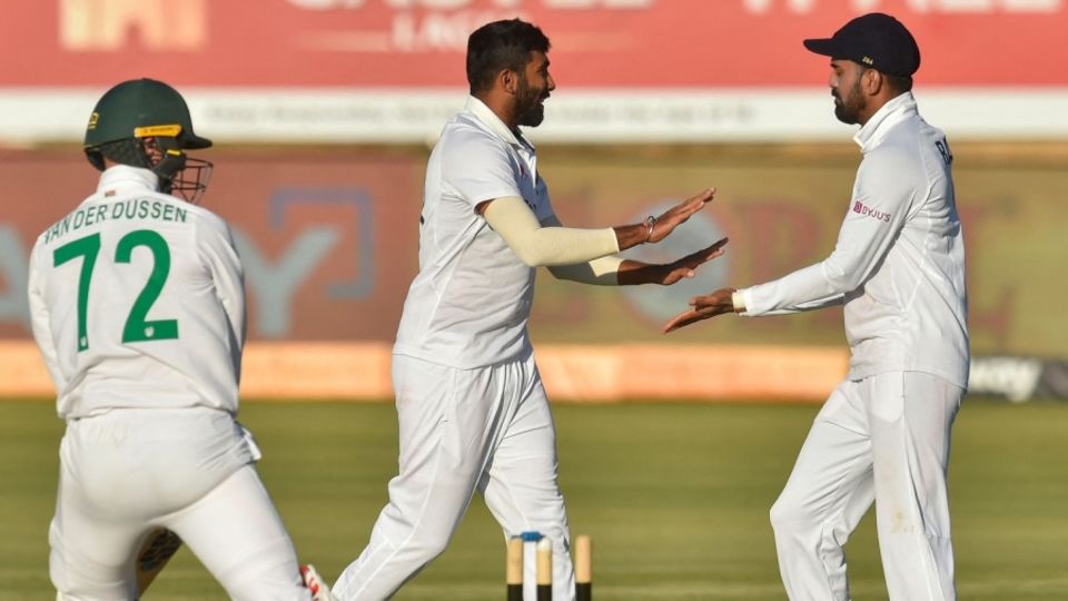Jasprit Bumrah celebrates after dismissing Rassie ven der Dussen