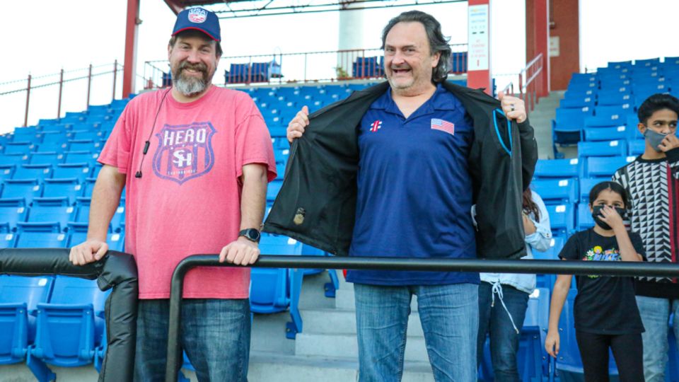USA super fan Phil Mielke (right) was all smiles after the win over Ireland