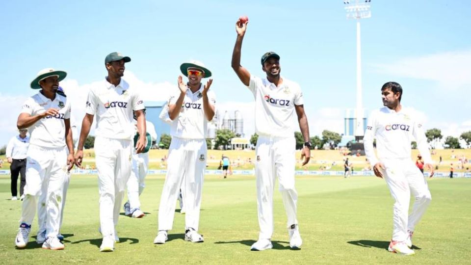 Bangladesh's hero Ebadot Hossain acknowledges the crowd's applause