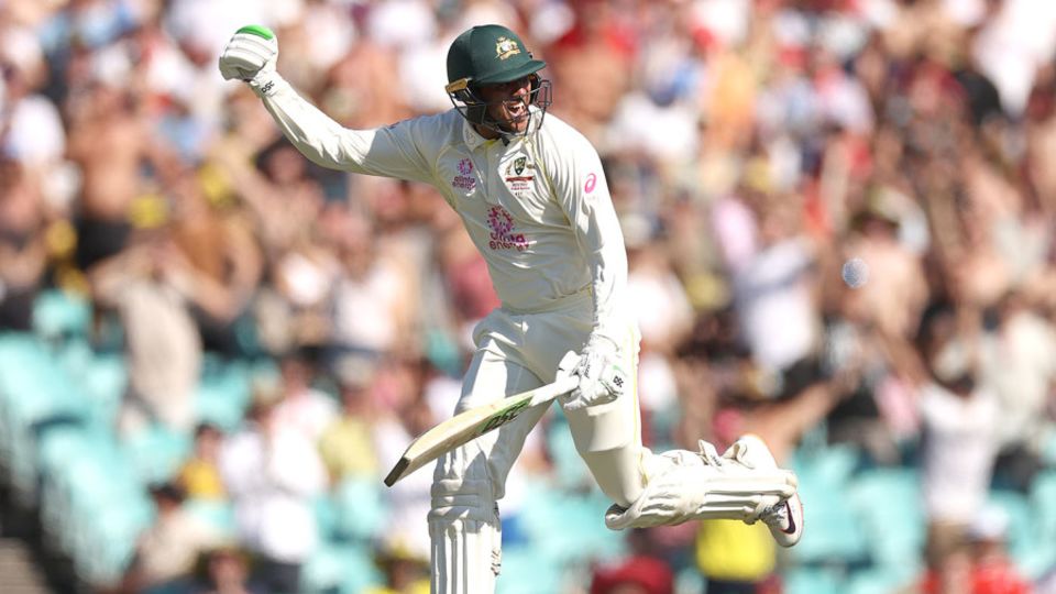 Usman Khawaja brought up his second hundred of the Test