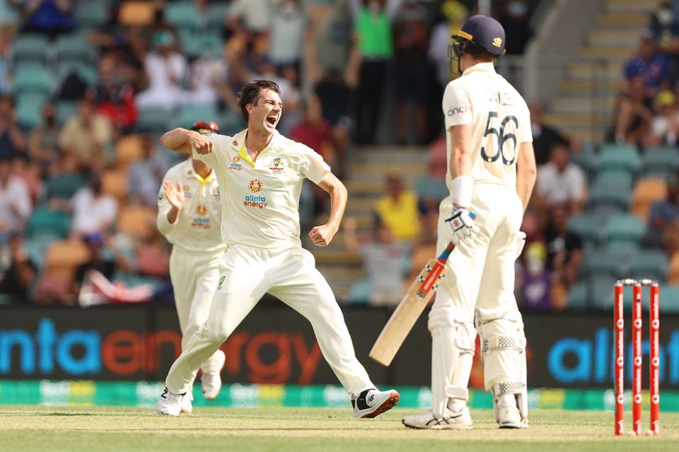 Pat Cummins claimed a four-wicket haul as England subsided