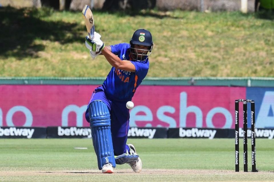 Shikhar Dhawan lays into a drive