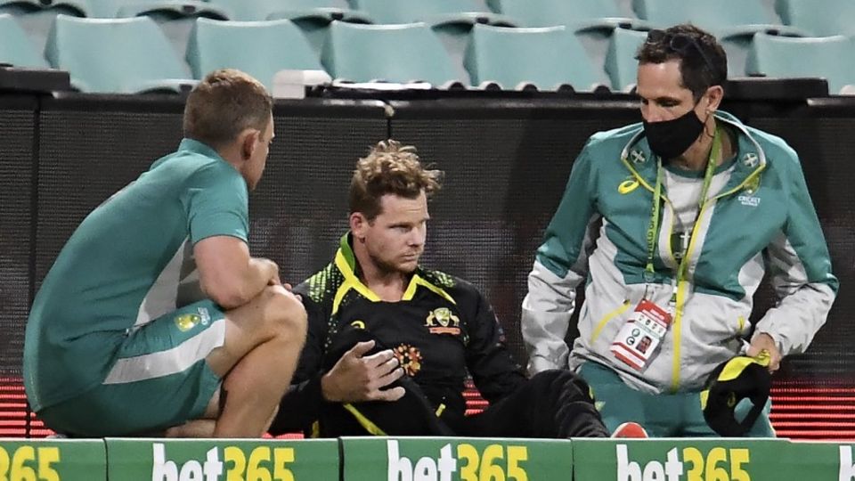 Steven Smith was concussed after landing on his head in the outfield