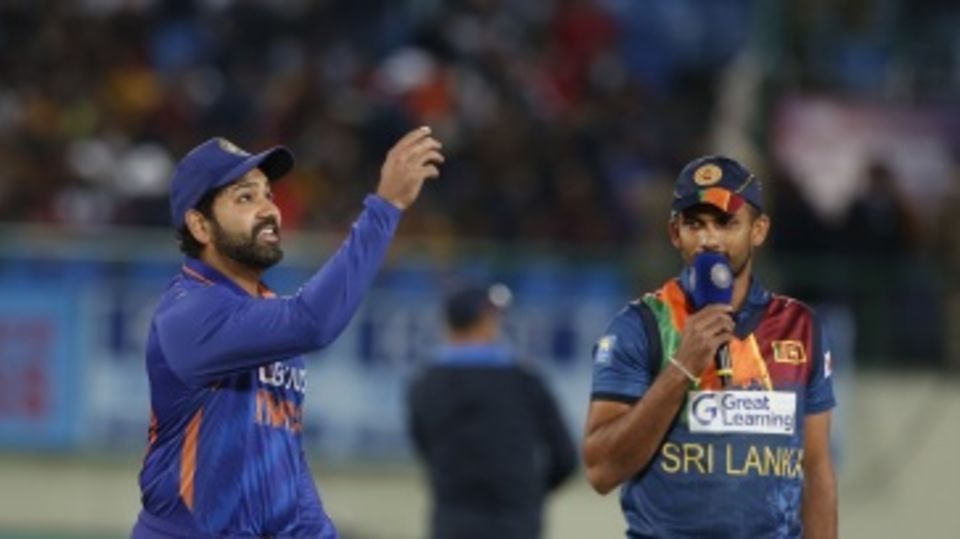 Rohit Sharma tosses the coin as Dasun Shanaka calls