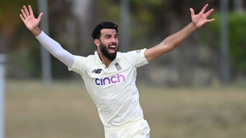 Saqib Mahmood stood in for Mark Wood on the third day in Antigua