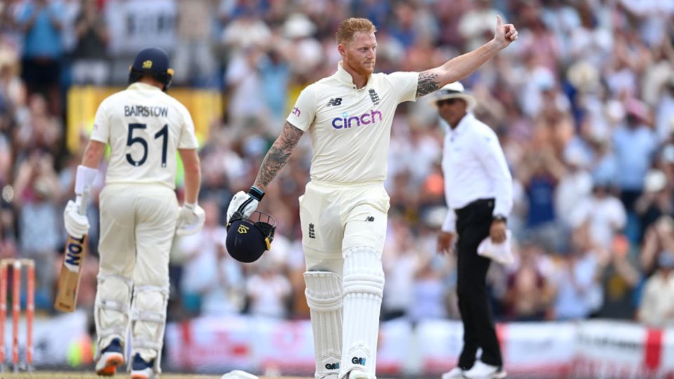 Ben Stokes acknowledges his hundred