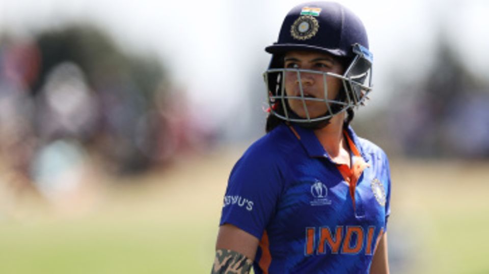 Yastika Bhatia looks on after being dismissed