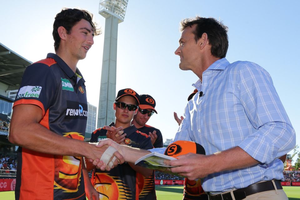 David is presented with his BBL cap by Adam Gilchrist