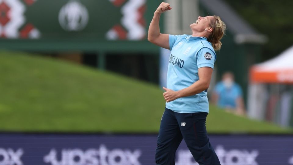 Katherine Brunt dismissed three of the top five batters