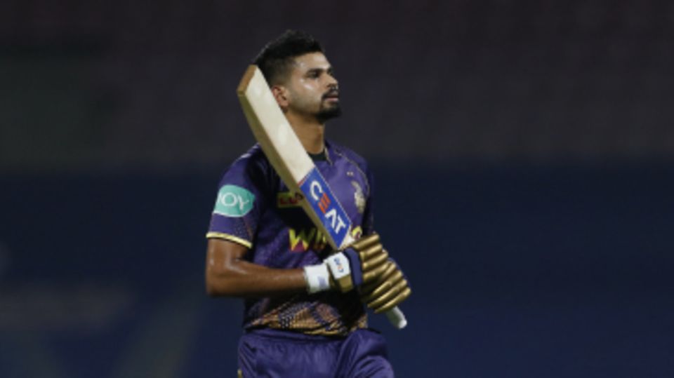 Shreyas Iyer walks back dejected after being dismissed by Wanindu Hasaranga