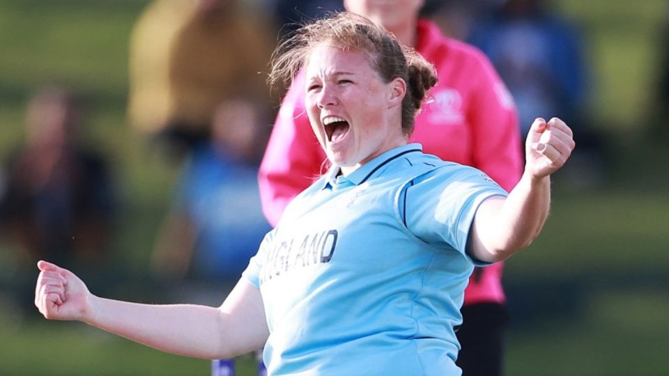 Anya Shrubsole celebrates a wicket