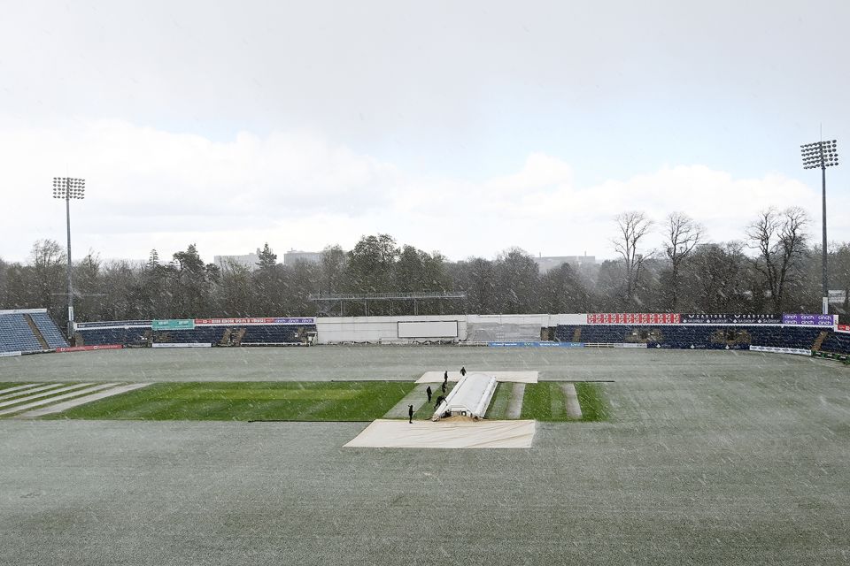 Hail stopped play for the second day in a row in Cardiff