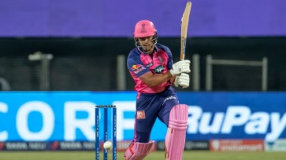 Riyan Parag plays one through the off side