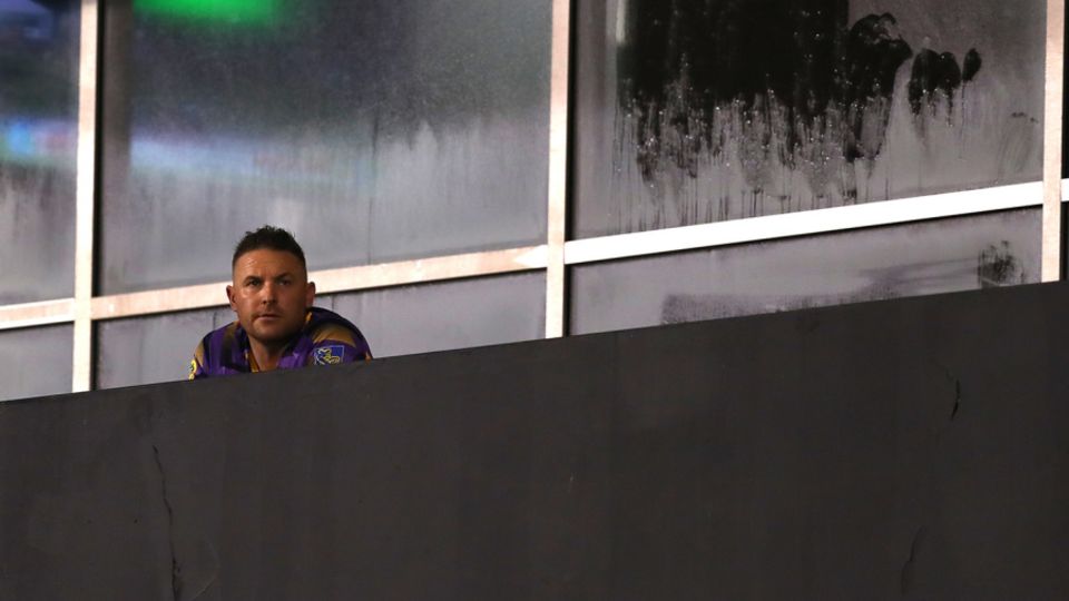 Brendon McCullum looks on during a CPL game