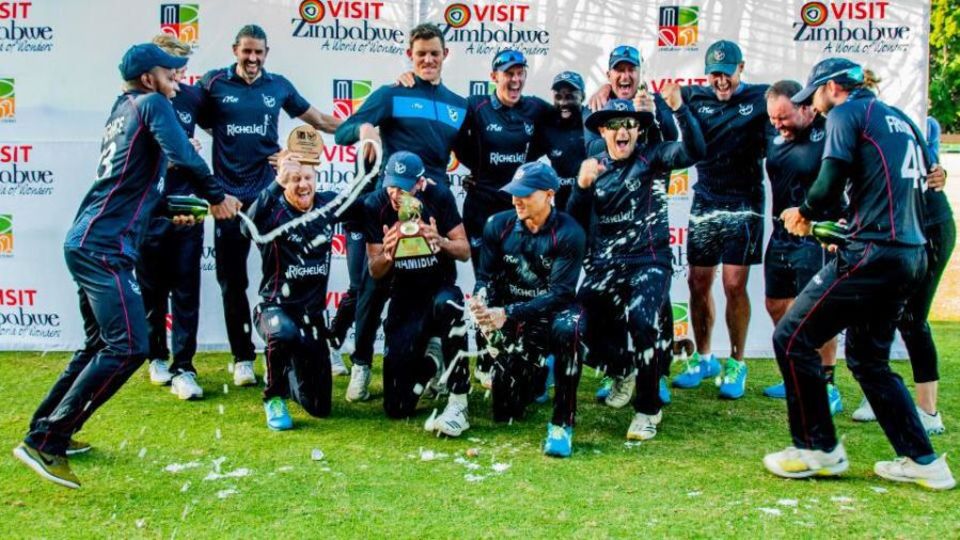 The Namibia players have reason to celebrate after their famous win